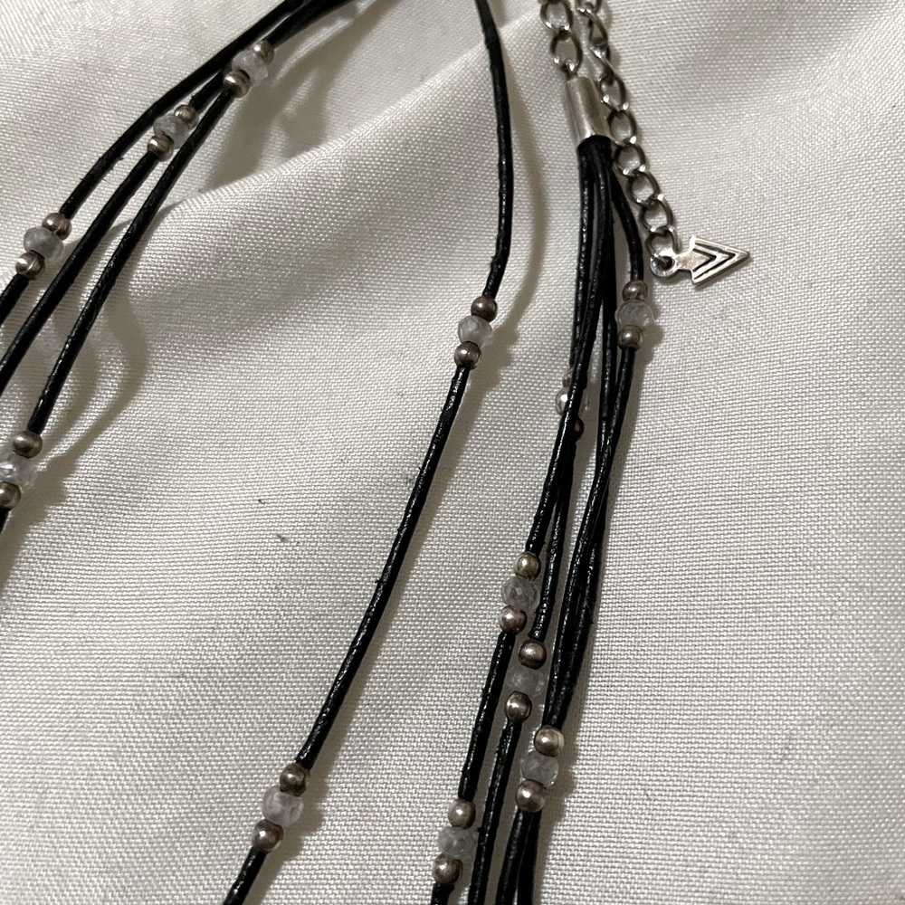 Silpada Leather Strand Beaded Necklace